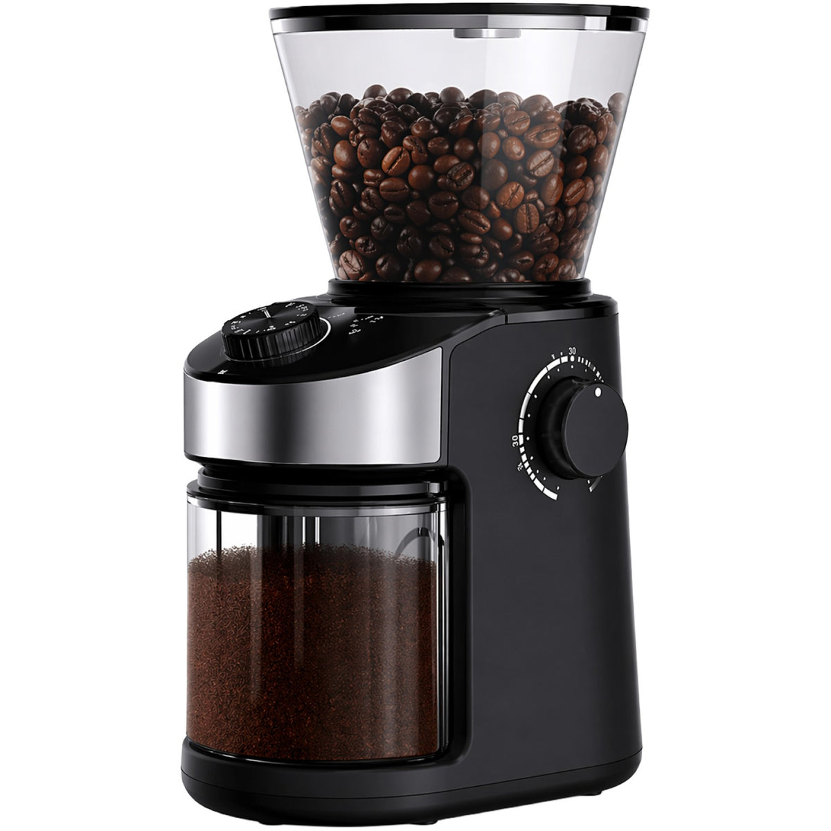 Commercial Flat Burr Coffee Grinder 150W with 240g Bean Hopper Black - CG836B