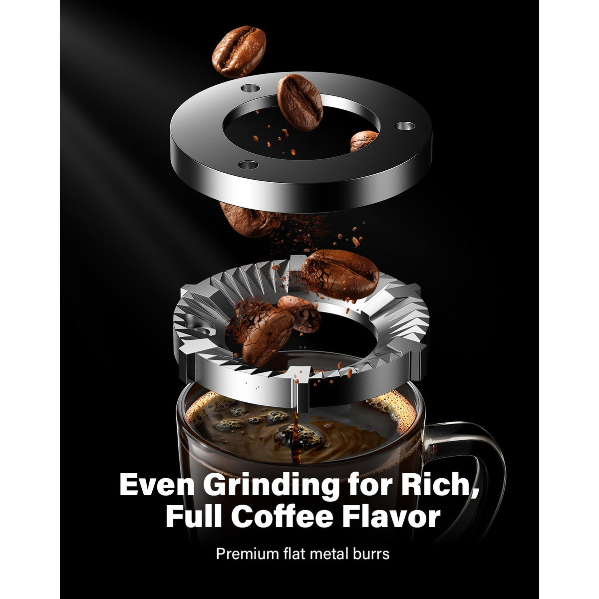 Commercial Flat Burr Coffee Grinder 150W with 240g Bean Hopper Black - CG836B