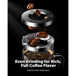 Commercial Flat Burr Coffee Grinder 150W with 240g Bean Hopper Black - CG836B