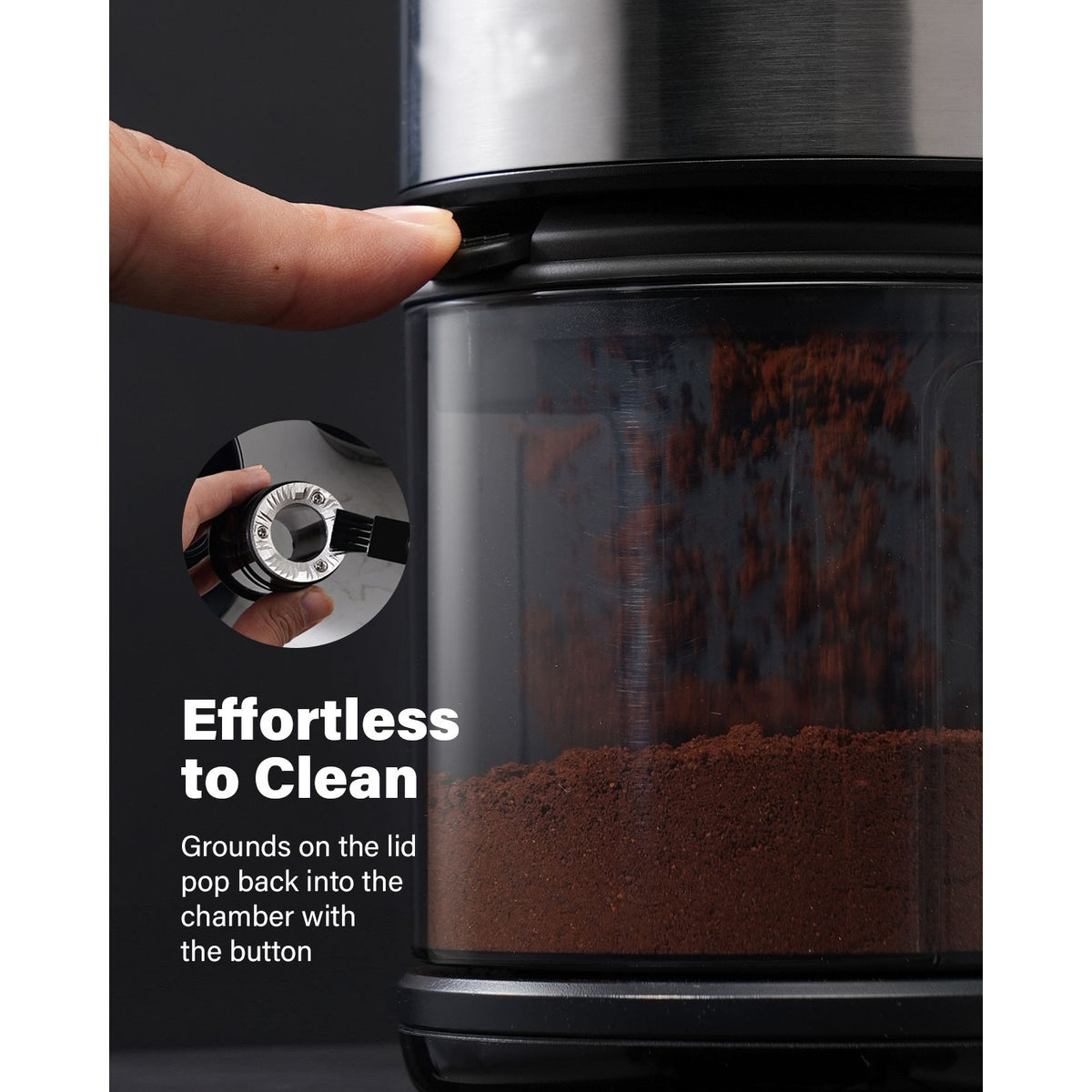 Commercial Flat Burr Coffee Grinder 150W with 240g Bean Hopper Black - CG836B