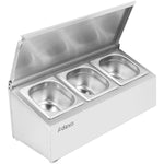 Commercial Condiment Holder with lid including 3xGN1/6-150mm containers Stainless steel - CHD03ADFL