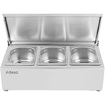 Commercial Condiment Holder with lid including 3xGN1/6-150mm containers Stainless steel - CHD03ADFL