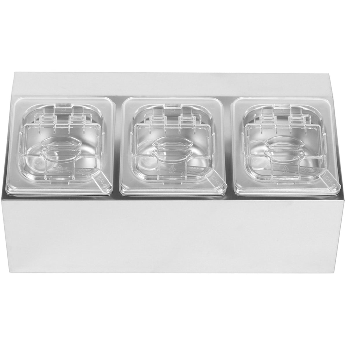 Commercial Condiment Holder including 3xGN1/6-100mm pans & fliptop lids - CHD03APCFL