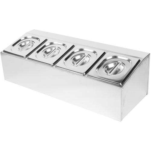Commercial Condiment Holder including 4xGN1/6-100mm pans & lids - CHD04A