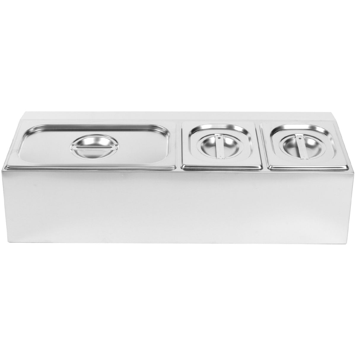 Commercial Condiment Holder including 2xGN1/6-100mm & 1xGN1/3-100mm pans & lids - CHD04A2