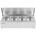 Commercial Condiment Holder with lid including 4xGN1/6-150mm containers Stainless steel - CHD04ADFL
