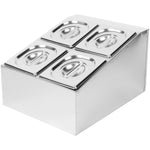 Commercial Condiment Holder including 4xGN1/6-100mm pans & lids - CHD04B