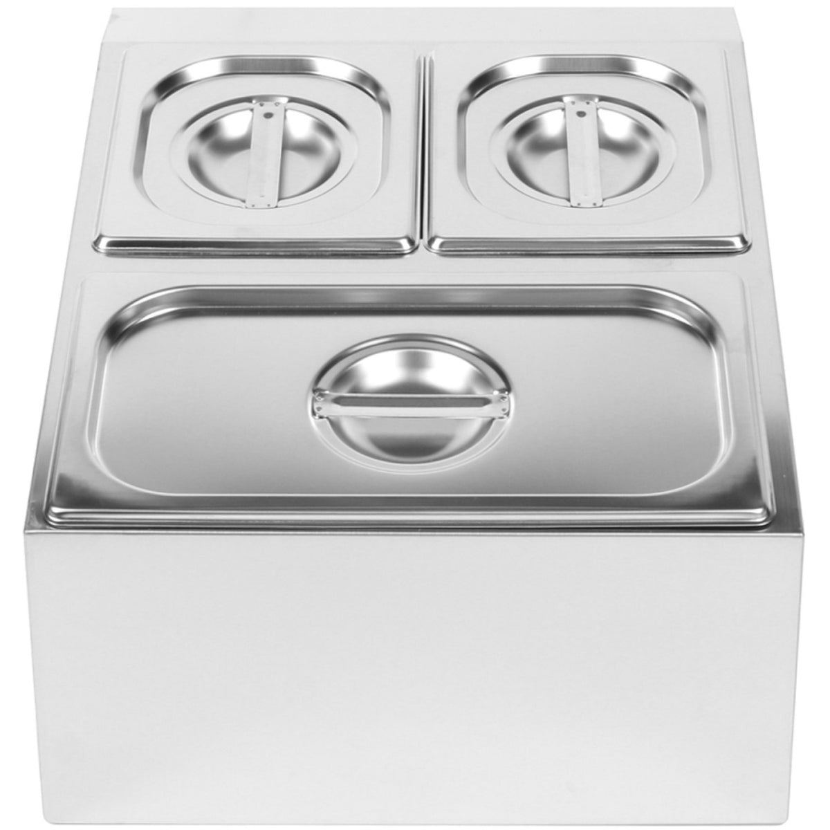 Commercial Condiment Holder including 2xGN1/6-100mm & 1xGN1/3-100mm containers with lids Stainless steel - CHD04B2