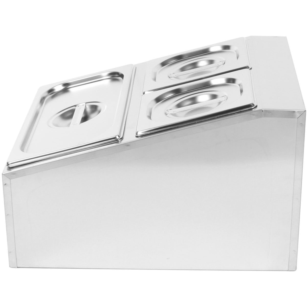 Commercial Condiment Holder including 2xGN1/6-100mm & 1xGN1/3-100mm containers with lids Stainless steel - CHD04B2