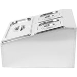 Commercial Condiment Holder including 2xGN1/6-100mm & 1xGN1/3-100mm containers with lids Stainless steel - CHD04B2