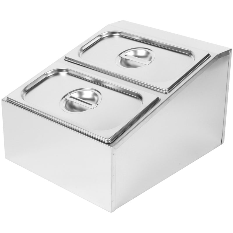 Commercial Condiment Holder including 2xGN1/3-150mm containers with lids Stainless steel - CHD04BD3