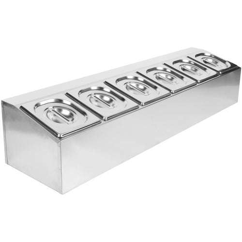 Commercial Condiment Holder including 6xGN1/6-100mm pans & Lids - CHD06A