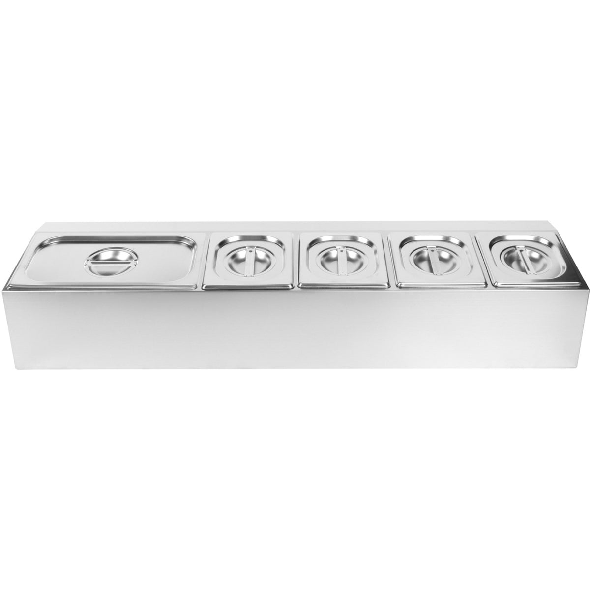 Commercial Condiment Holder including 4xGN1/6-100mm & 1xGN1/3-100mm pans & lids - CHD06A2