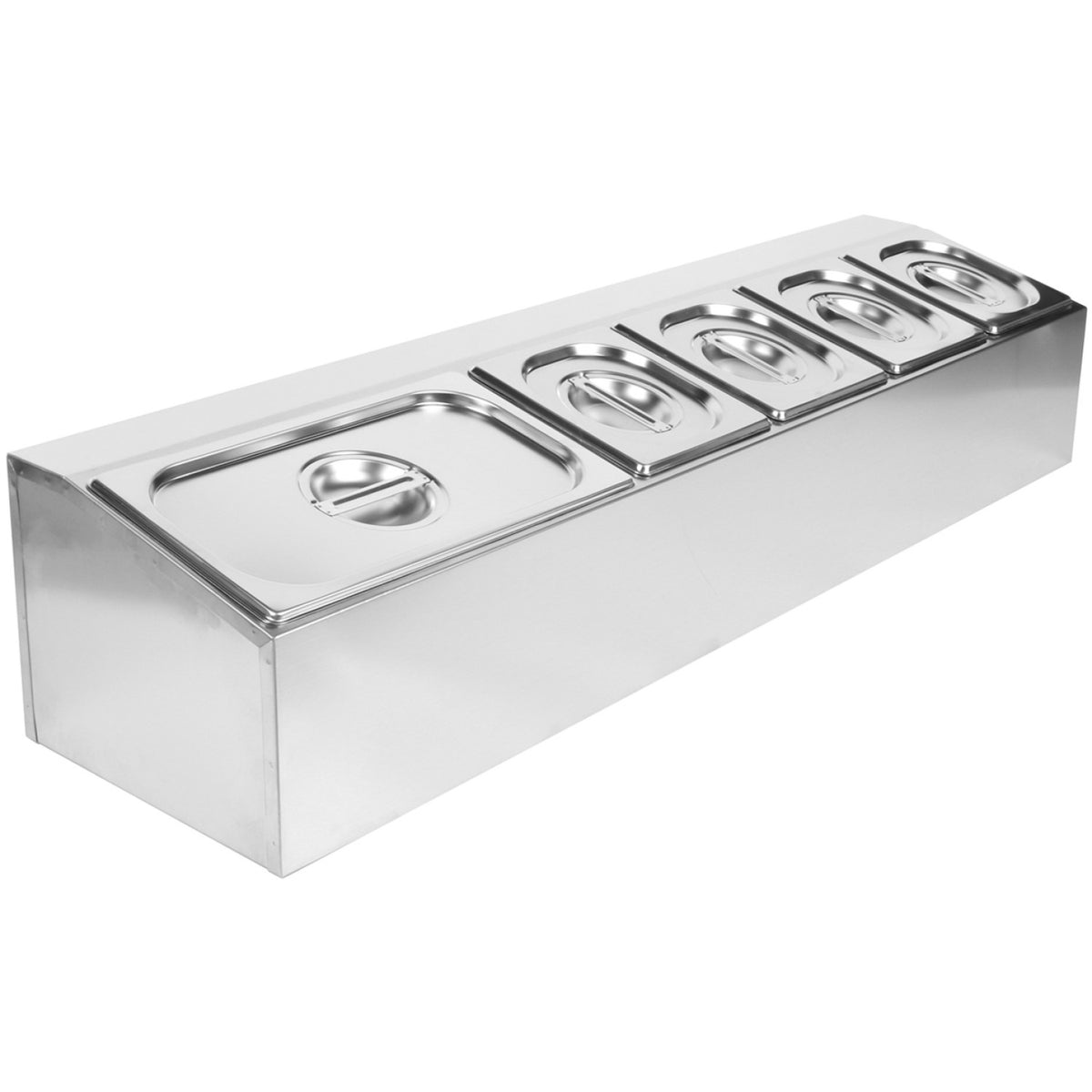 Commercial Condiment Holder including 4xGN1/6-100mm & 1xGN1/3-100mm pans & lids - CHD06A2