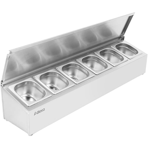 Commercial Condiment Holder with lid including 6xGN1/6-100mm containers Stainless steel - CHD06AFL