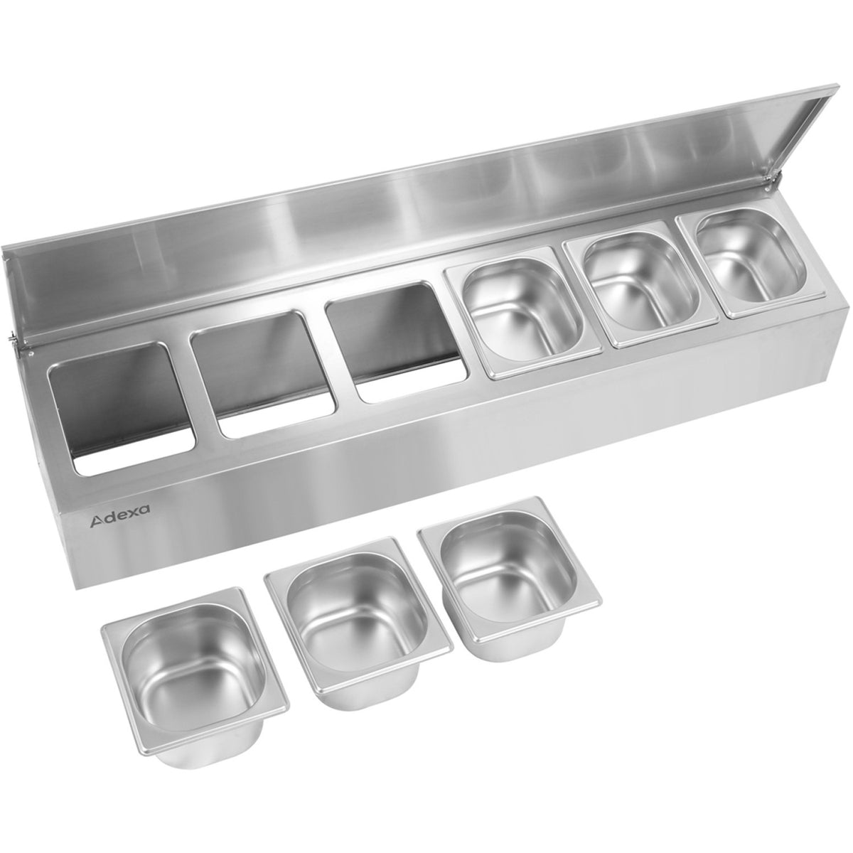 Commercial Condiment Holder with lid including 6xGN1/6-150mm containers Stainless steel - CHD06ADFL