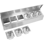 Commercial Condiment Holder with lid including 6xGN1/6-150mm containers Stainless steel - CHD06ADFL