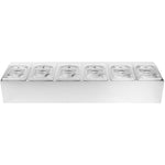 Commercial Condiment Holder including 6xGN1/6-100mm pans & fliptop lids - CHD06APCFL