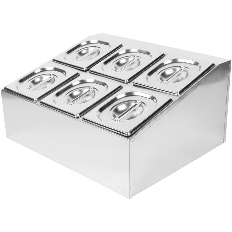 Commercial Condiment Holder including 6xGN1/6-100mm pans & lids - CHD06B