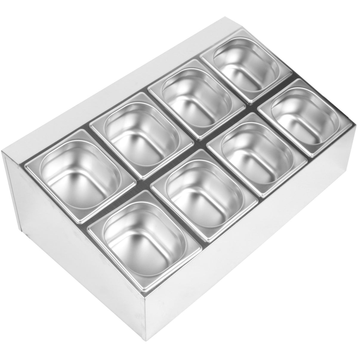 Commercial Condiment Holder including 8xGN1/6-150mm pans & lids - CHD08BD