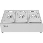 Commercial Condiment Holder including 3xGN1/4-150mm containers with lid Stainless steel - CHE03AD