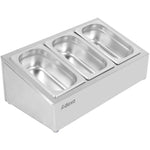Commercial Condiment Holder including 3xGN1/4-150mm containers with lid Stainless steel - CHE03AD