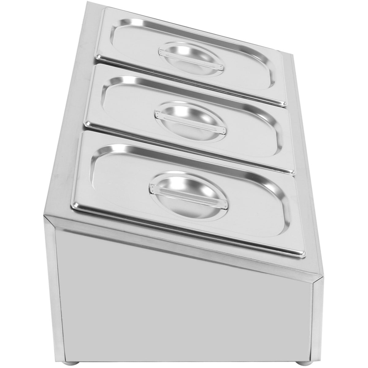 Commercial Condiment Holder including 3xGN1/4-150mm containers with lid Stainless steel - CHE03AD