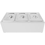 Commercial Condiment Holder including 3xGN1/4-150mm containers with lid Stainless steel - CHE03AD
