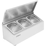 Commercial Condiment Holder with lid including 3xGN1/4-100mm containers Stainless steel - CHE03AFL
