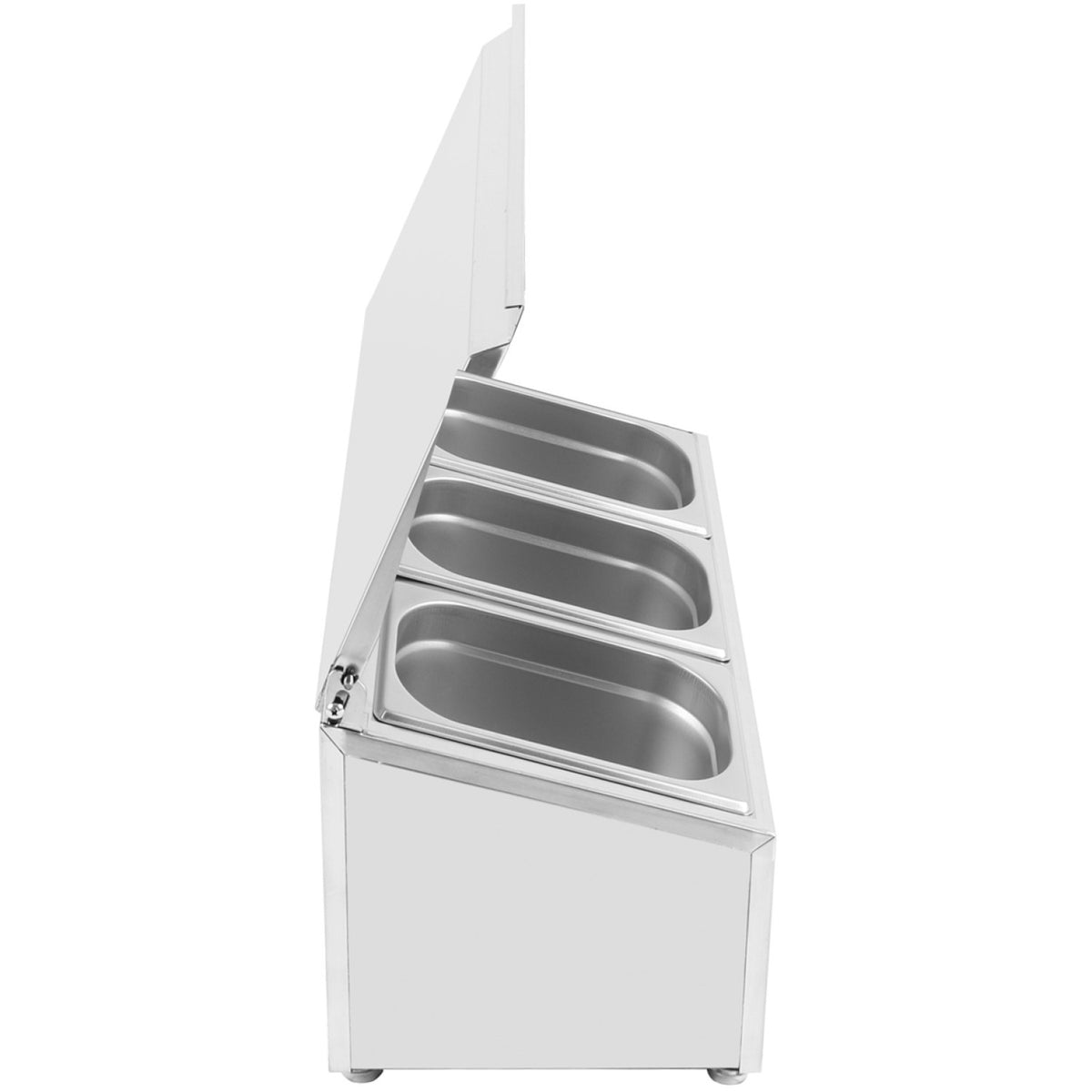 Commercial Condiment Holder with lid including 3xGN1/4-100mm containers Stainless steel - CHE03AFL