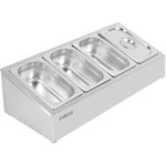 Commercial Condiment Holder including 4xGN1/4-100mm containers with lid Stainless steel - CHE04A