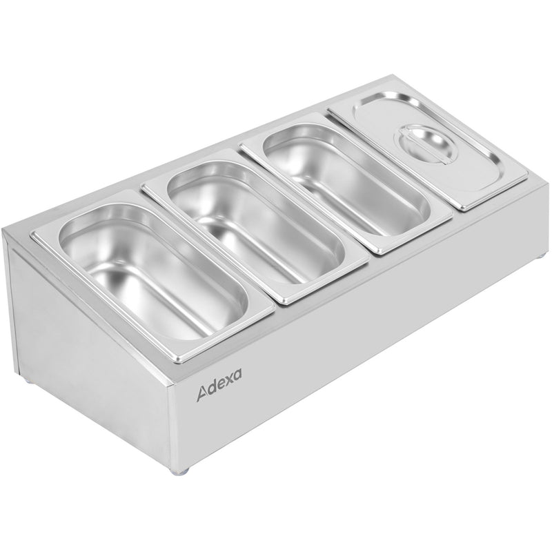 Commercial Condiment Holder including 4xGN1/4-150mm containers with lid Stainless steel - CHE04AD