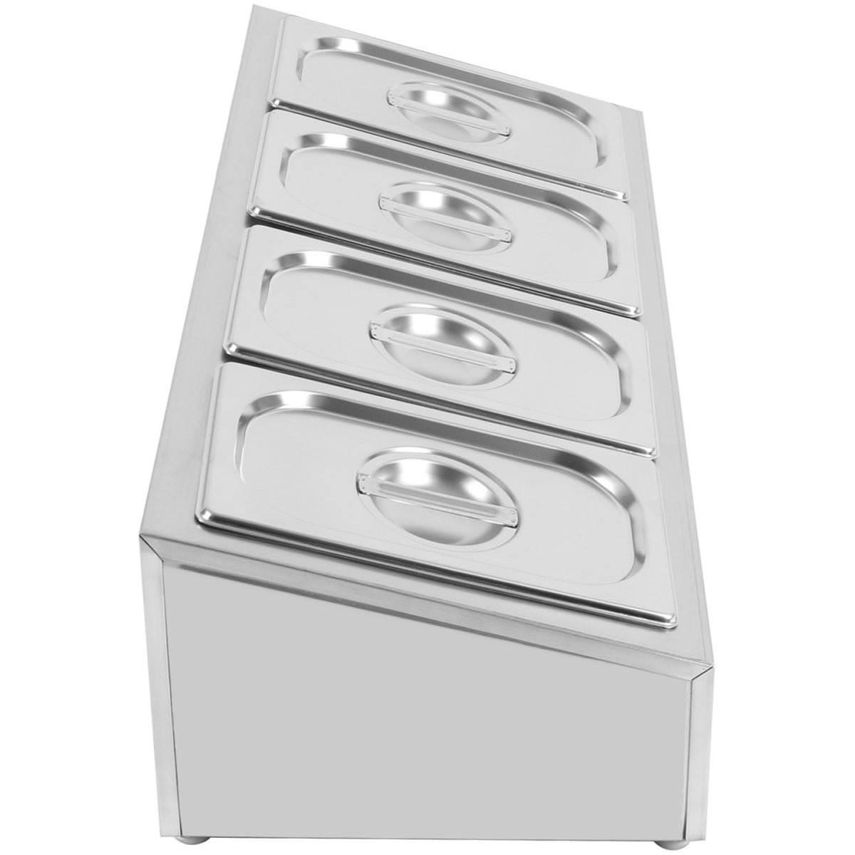 Commercial Condiment Holder including 4xGN1/4-100mm containers with lid Stainless steel - CHE04A