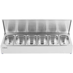 Commercial Condiment Holder with lid including 6xGN1/4-100mm containers Stainless steel - CHE06AFL