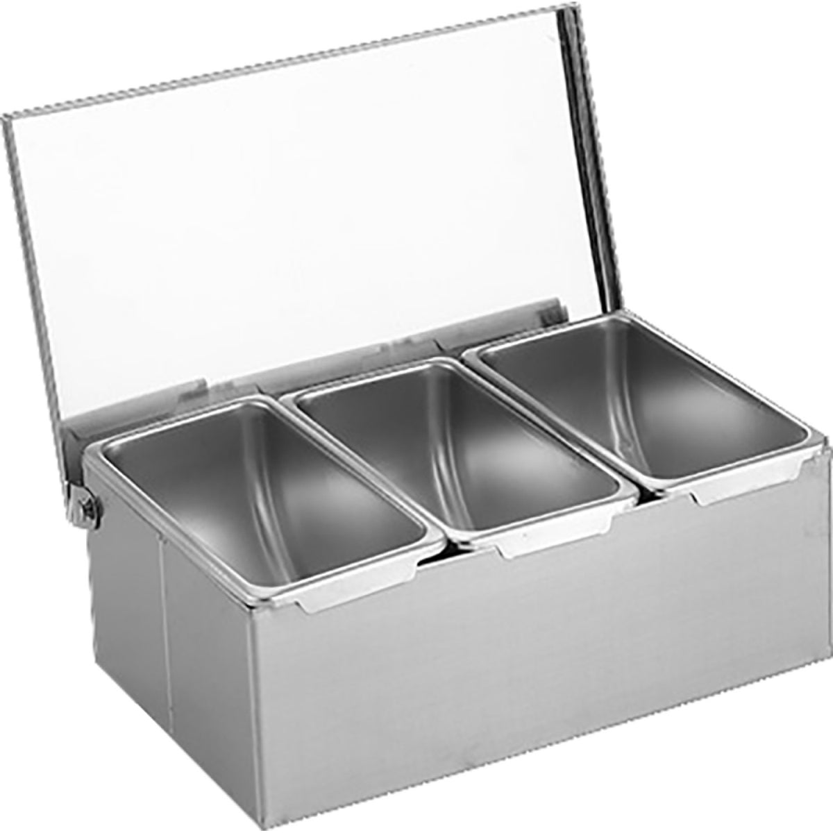 Commercial Condiment Holder with lid including 3 containers Stainless steel - CHF03