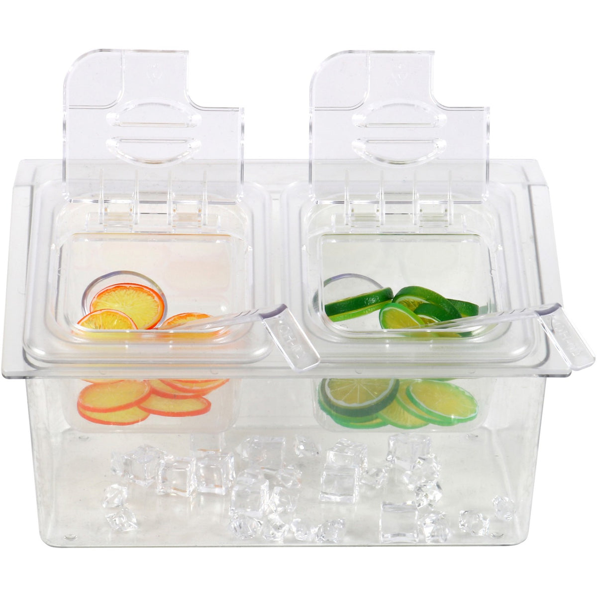 Chilled Condiment Holder including 2xGN1/6-100mm containers with lid Plastic - CHP04B2