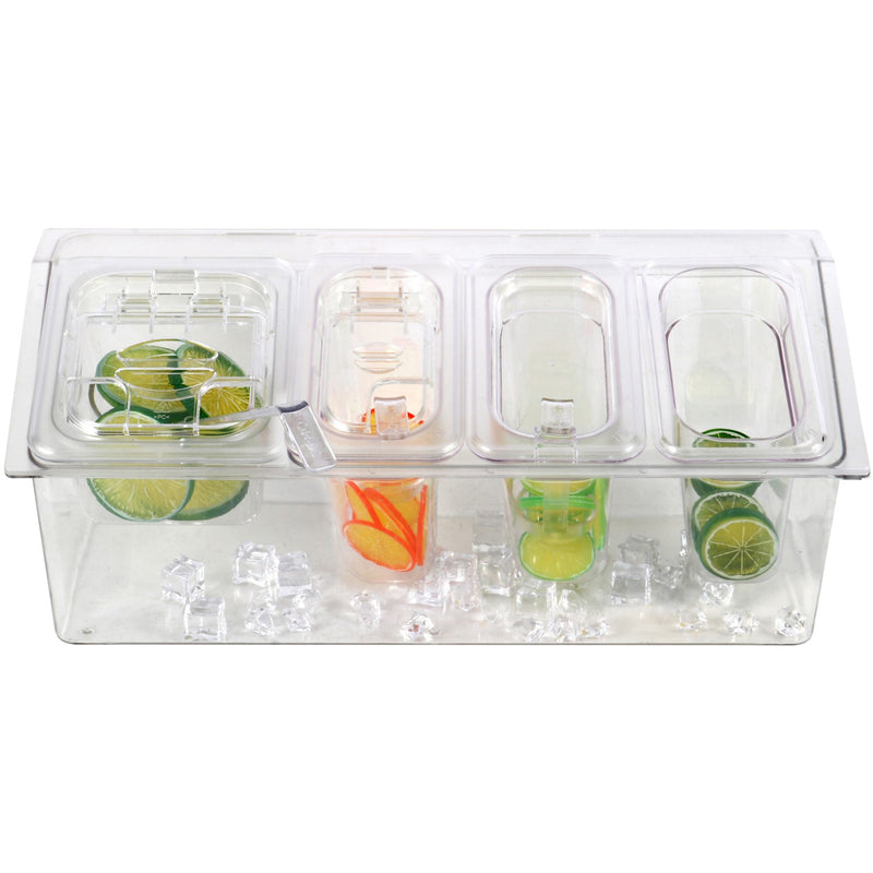 Chilled Condiment Holder including 1xGN1/6+3xGN1/9-150mm containers with lid Plastic - CHP06BD2