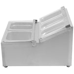 Commercial Stainless Steel GN Condiment Holder with Acrylic Flip-Top Lids, 2 x GN 1/6 + 3 x GN 1/9 - CHRLF04B2