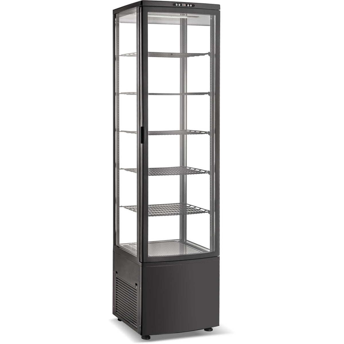 Upright Display Fridge 288 litres 5 shelves Black 1 flat door - CL288B