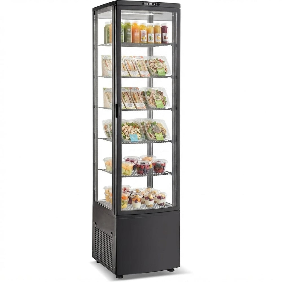 Upright Display Fridge 288 litres 5 shelves Black 1 flat door - CL288B