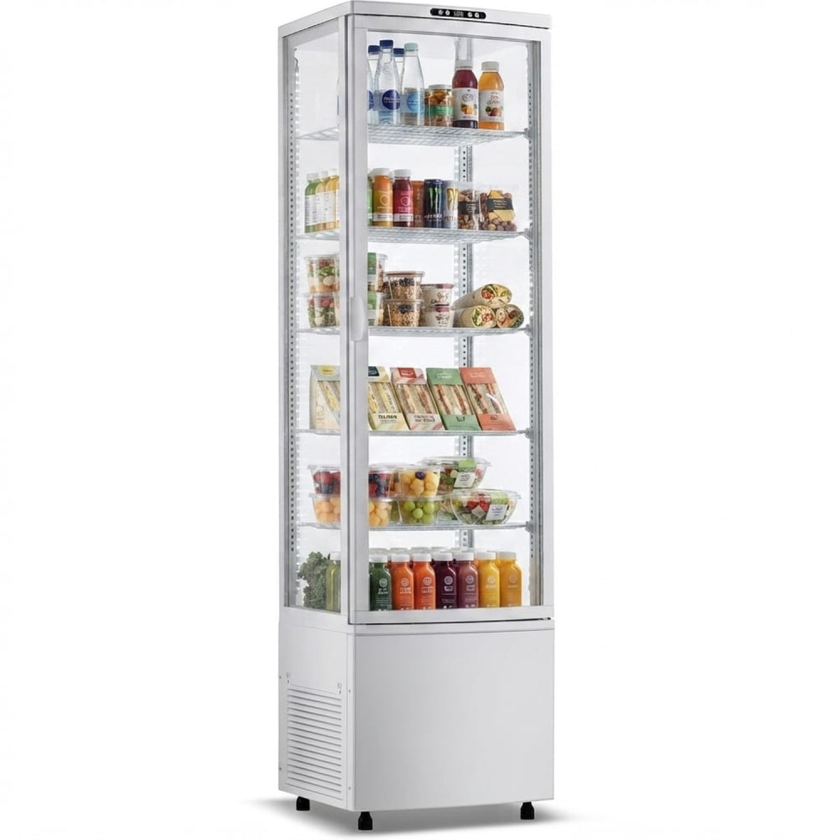 Upright Display Fridge 288 litres 5 shelves White 1 flat door - CL288W