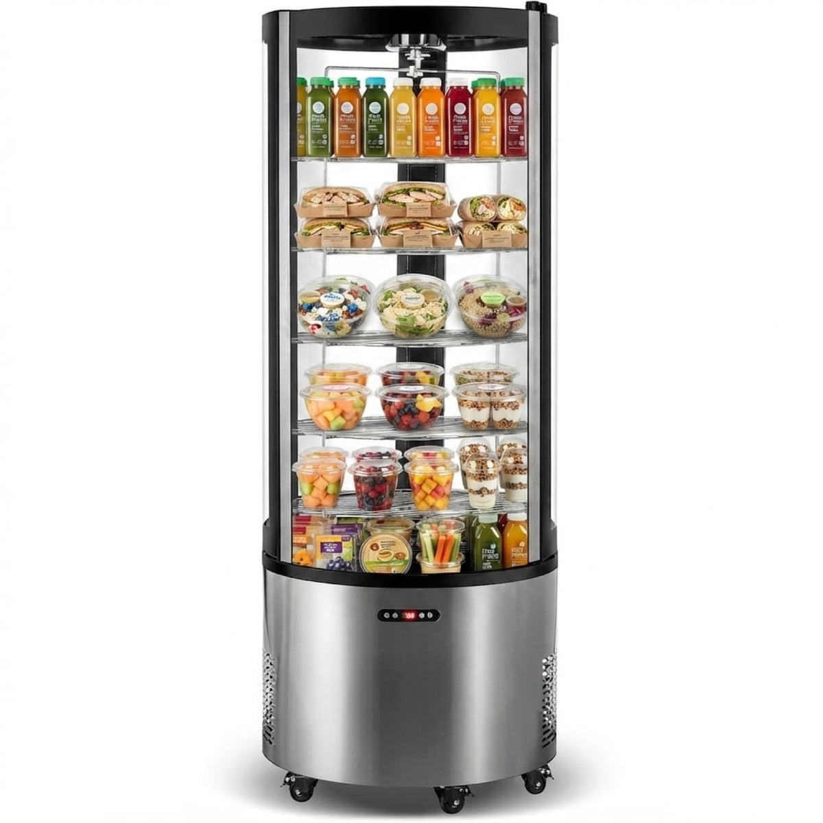 Refrigerated Rotating Round Display Case 360L Stainless Steel & Black - CL400R1
