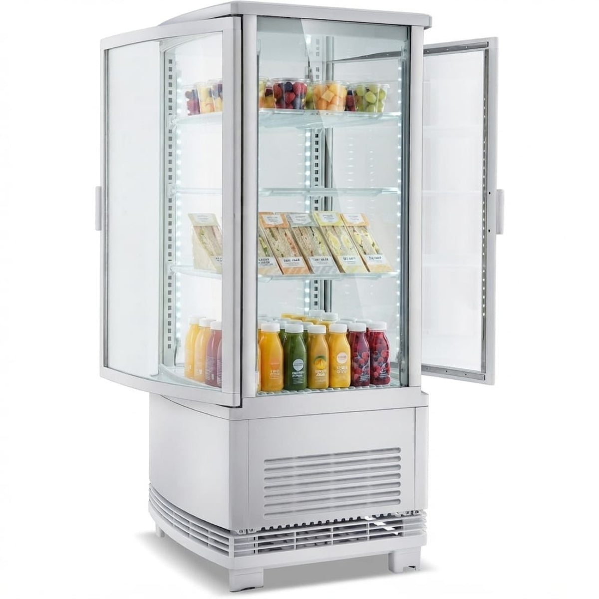 Countertop Display Fridge 75 litres 3 shelves White 2 curved doors front & back - CL68RW