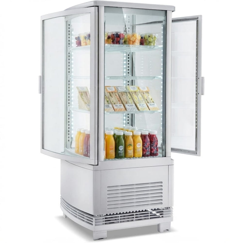 Countertop Display Fridge 75 litres 3 shelves White 2 curved doors front & back - CL68RW