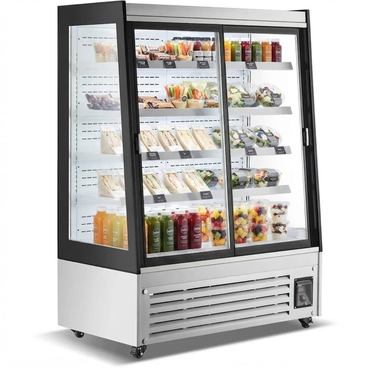 Commercial Upright Display Fridge 700L Glass Door 4 Adjustable Shelves 1310x710x1795mm Stainless Steel - CL700SS