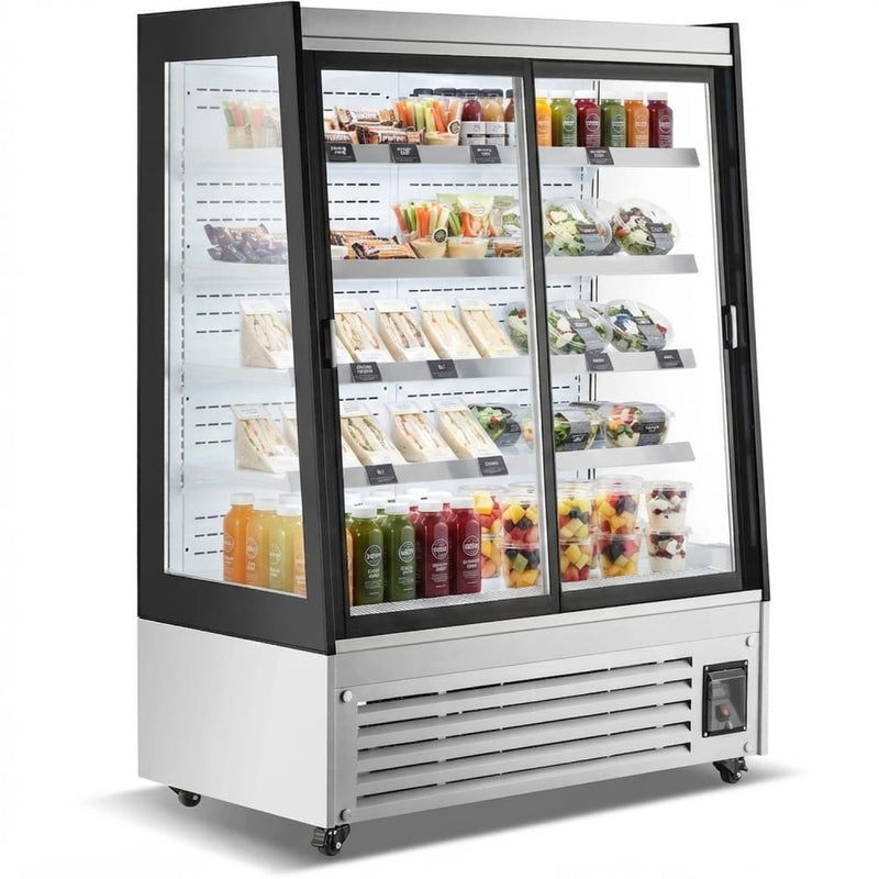 Commercial Upright Display Fridge 700L Glass Door 4 Adjustable Shelves 1310x710x1795mm Stainless Steel - CL700SS