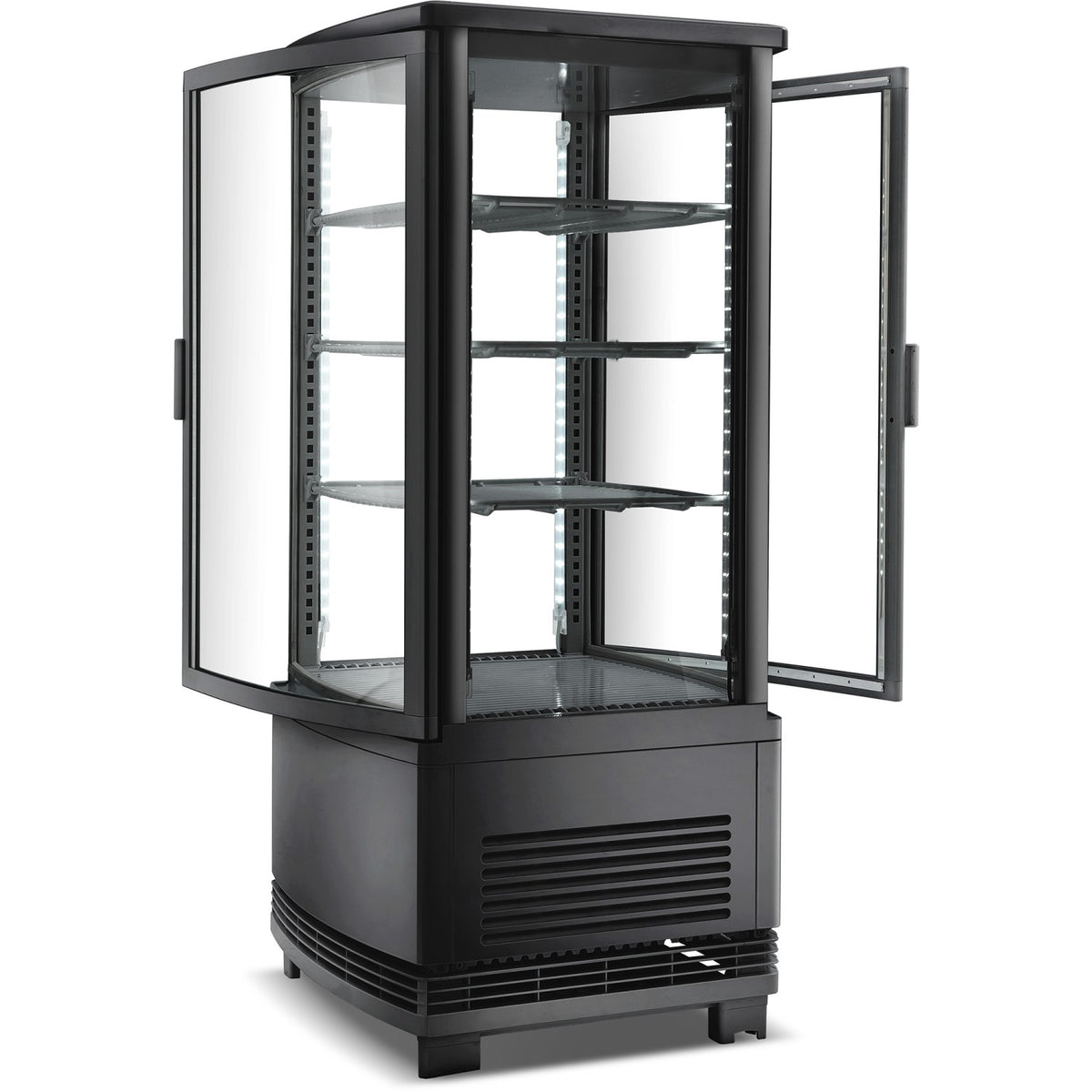 Countertop Display Fridge 75 litres 3 shelves Black 2 curved doors front & back - CL68RB