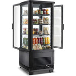 Countertop Display Fridge 98 litres 4 shelves Black 2 curved doors front & back - CL98RB