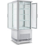 Countertop Display Fridge 98 litres 4 shelves White 2 curved doors front + back - CL98RW