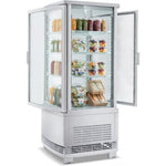 Countertop Display Fridge 98 litres 4 shelves White 2 curved doors front + back - CL98RW